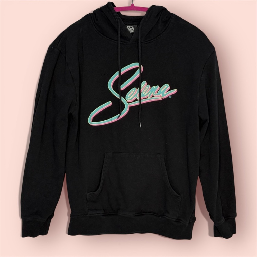 Selena Official Hoodie Women’s Sz L Black Concert Tour Graphic Bidi Bidi Bom Bom